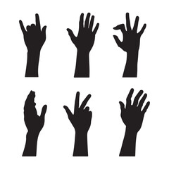 Obraz premium Hand gestures silhouettes collection vector illustration design set