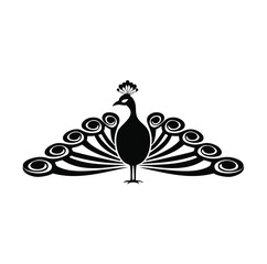 Fototapeta premium Elegant black peacock silhouette design graphic