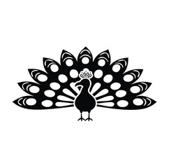 Elegant black and white peacock design illustration
