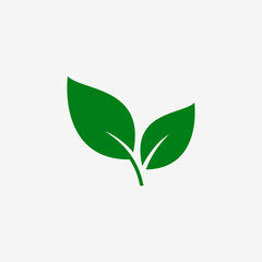 Simple green leaf logo design isolated