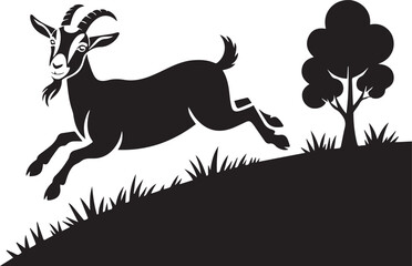 Jumping goat silhouette collection vector