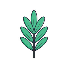 Stylized Green Leaf Branch