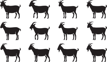 Twelve goat silhouettes collection