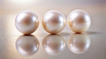 Minimalist Pearl Photography: Three Elegant Pearls, Simple Background, Clean Aesthetics, Studio Lighting, Macro Shot