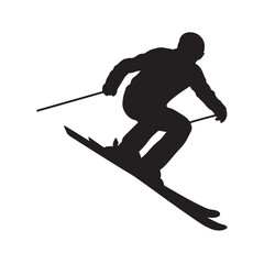 Skiing silhouette vector image for winter sports and outdoor activities