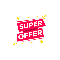 Super offer  text on ribbon banner.Flat design. Vector illustration on white background