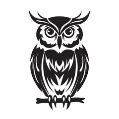 Fototapeta premium Owl a simple minimal black silhouette