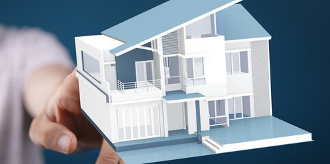 High-quality 3D model of a modern house. Perfect for real estate, architecture, and home design...