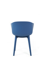 Modern blue plastic chair isolated on white background studio shot. Please see some similar pictures from my portfolio