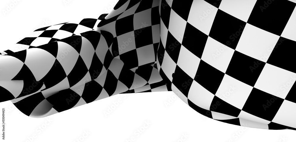 Leinwandbilder high-resolution image of a black and white checkered fabric with a dramatic drape. perfect for backg