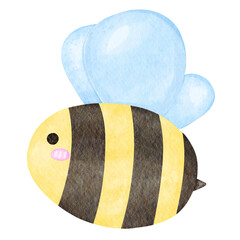 Cute watercolor bee cartoon illustration