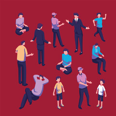 isometric character male illustration design