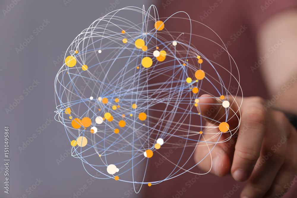 Poster abstract image of a complex network, representing global connections and data flow.