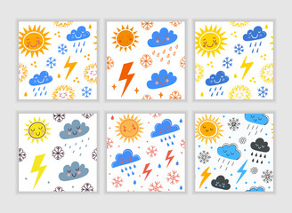 Naklejka premium Flat design sun pattern bundill