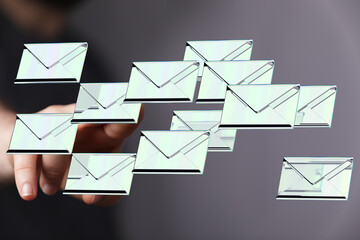 Efficient email management.  Concept image showing multiple email icons.