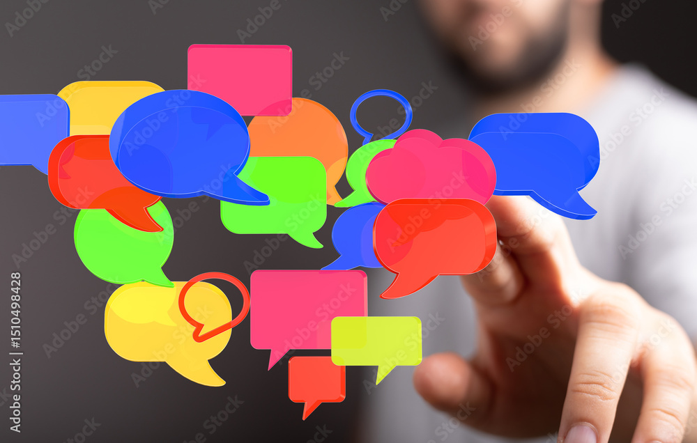 Leinwandbilder abstract image of colorful speech bubbles. perfect for communication, social media, and networking c