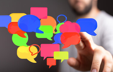 Abstract image of colorful speech bubbles.  Perfect for communication, social media, and networking...
