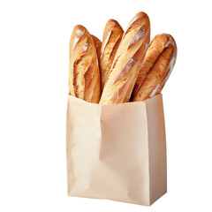 Baguette bread in paper bag. Ai Generated Images