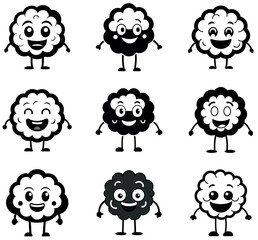 Happy Brain Cartoon Characters - Smiling Mind Mascot Icons