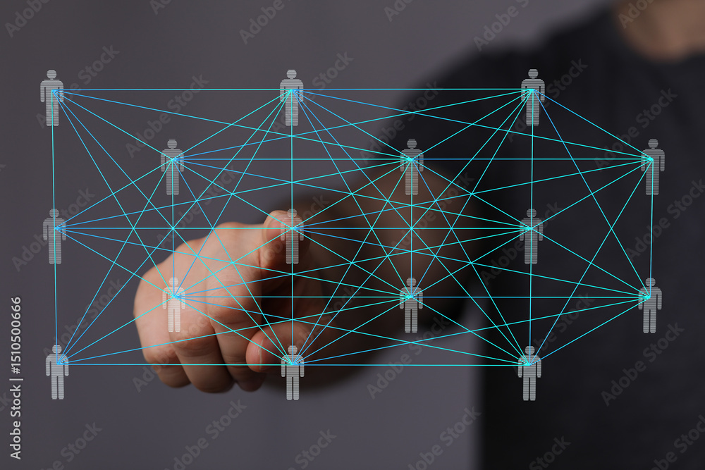 Aufkleber visual representation of a network, showing interconnected people. ideal for technology, social medi