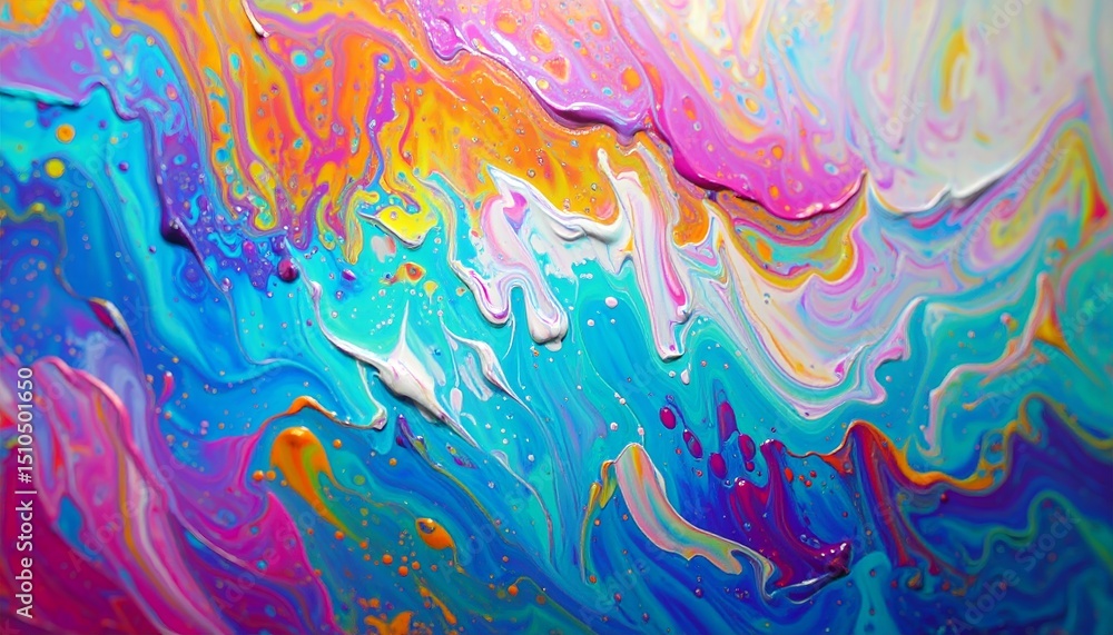 Poster abstract colorful fluid art background with vibrant mixed colors in a flowing pattern creating a dyn