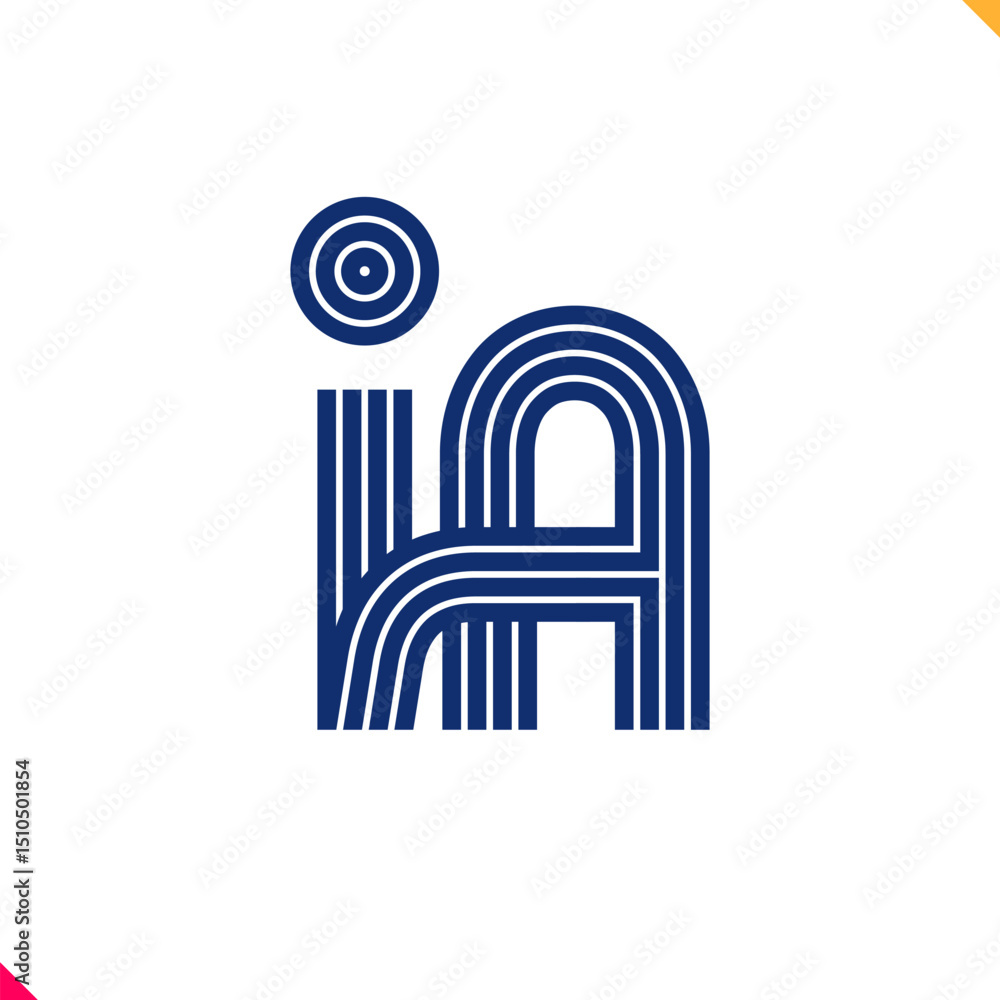 Fototapete parallel line monogram initial logo, combination of letter i and a. best for name abbreviation.