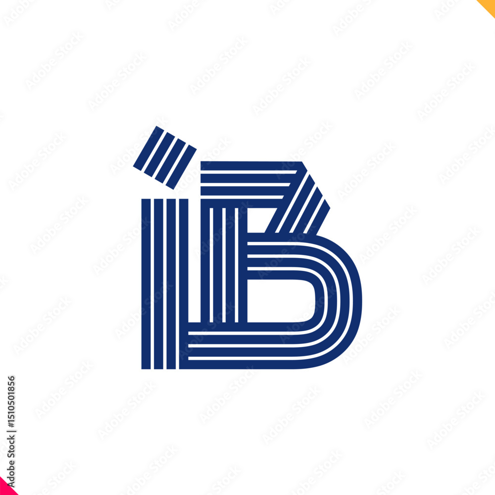 Fototapete parallel line monogram initial logo, combination of letter i and b. best for name abbreviation.