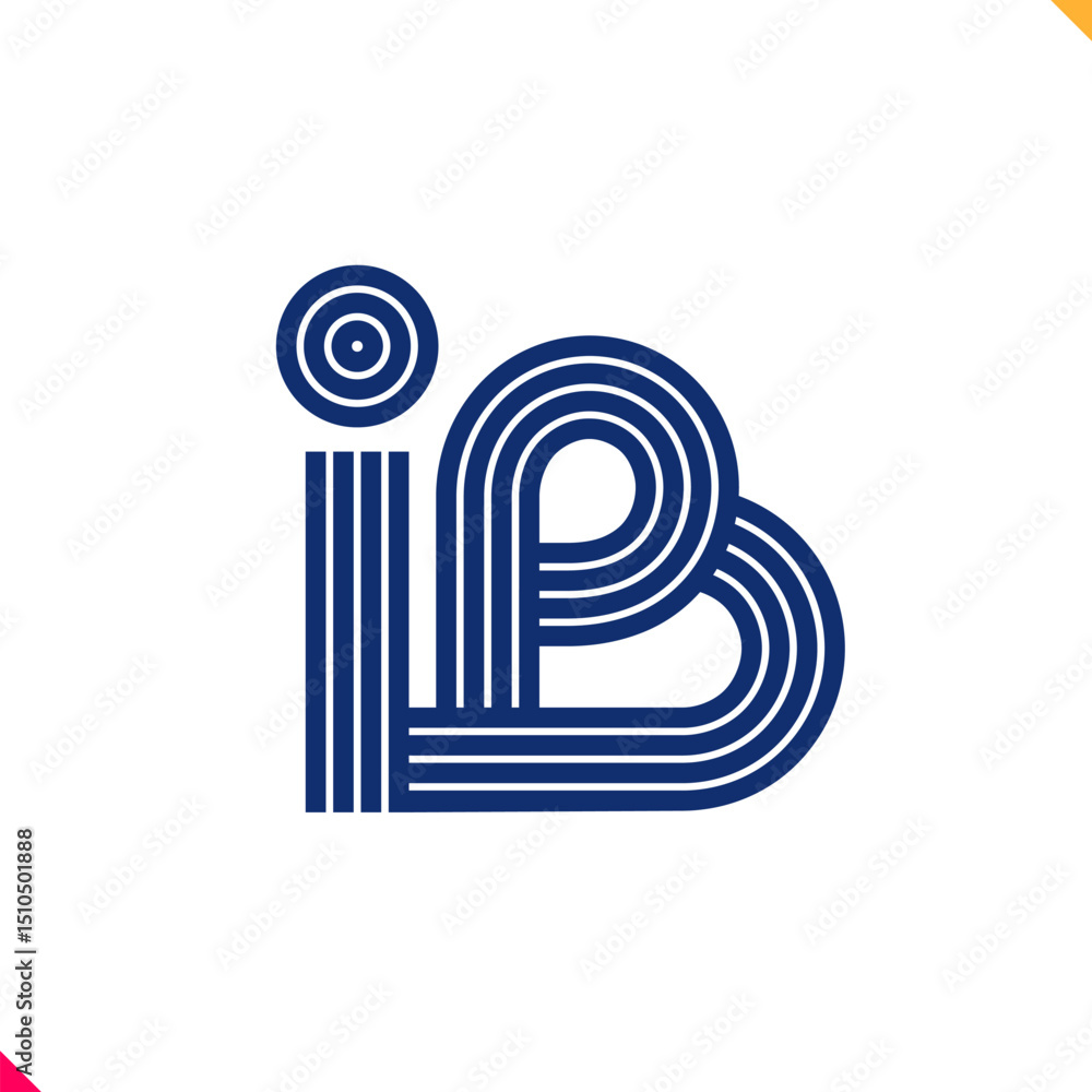 Fototapete parallel line monogram initial logo, combination of letter i and b. best for name abbreviation.