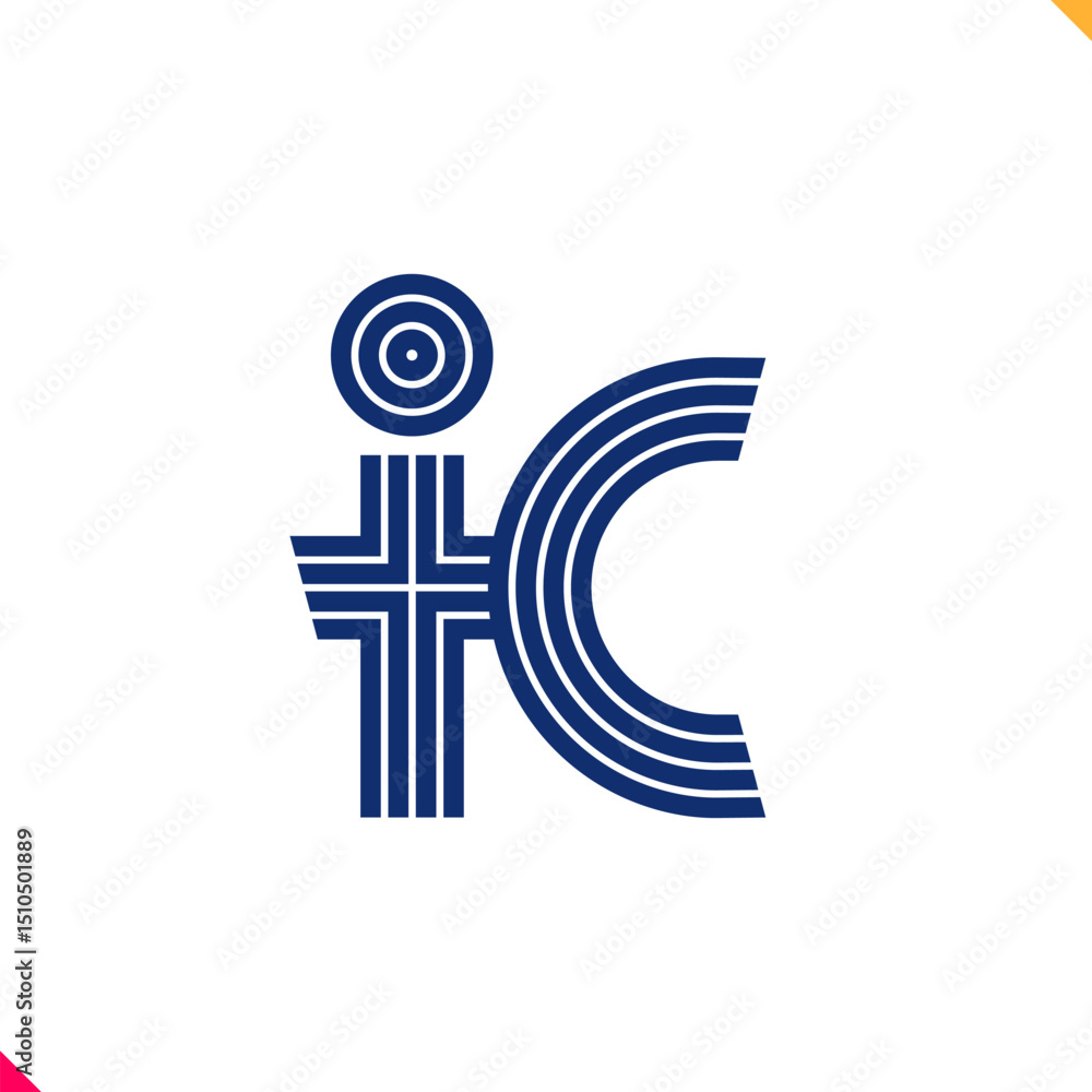 Fototapete Parallel line monogram initial logo, combination of letter I and C. Best for name abbreviation.