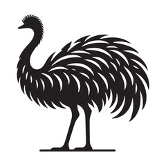 Long-legged Rhea silhouette in profile – Rhea illustration – Minimalist Rhea vector – Bird silhouette – Bird vector

