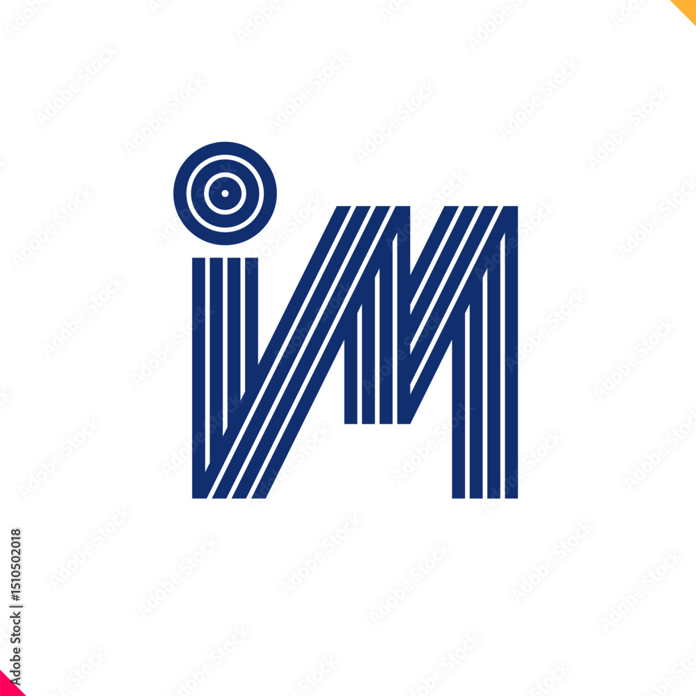 Fototapete parallel line monogram initial logo, combination of letter i and m. best for name abbreviation.