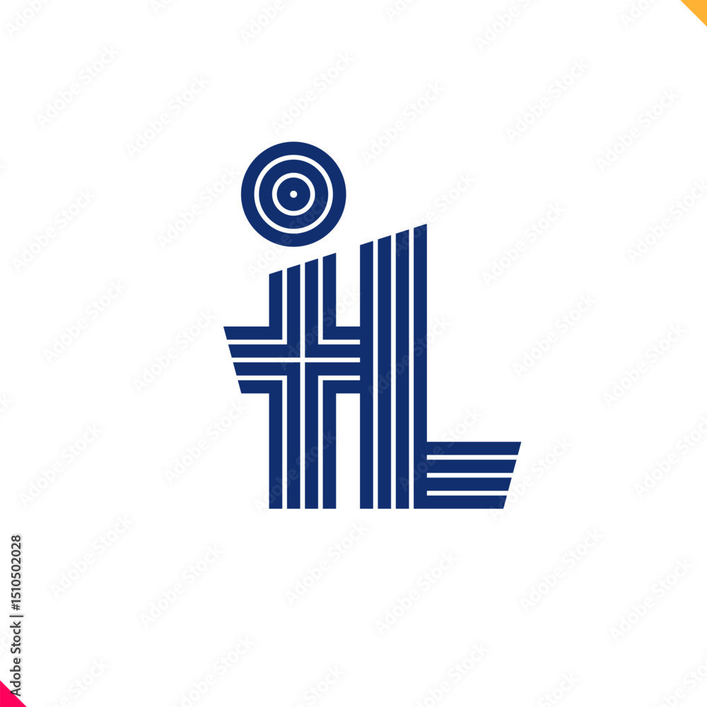 Fototapete parallel line monogram initial logo, combination of letter i and l. best for name abbreviation.