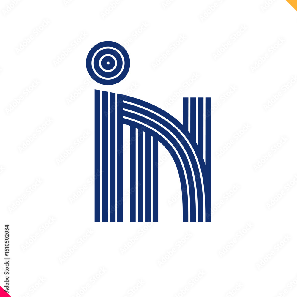 Fototapete parallel line monogram initial logo, combination of letter i and n. best for name abbreviation.