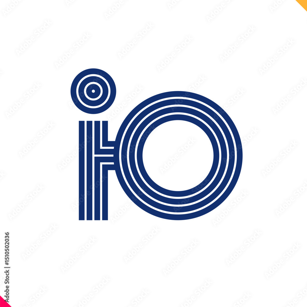 Fototapete Parallel line monogram initial logo, combination of letter I and O. Best for name abbreviation.