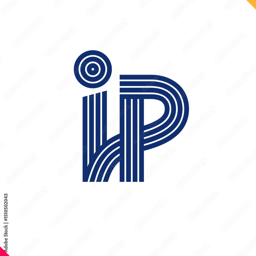 Fototapete Parallel line monogram initial logo, combination of letter I and P. Best for name abbreviation.