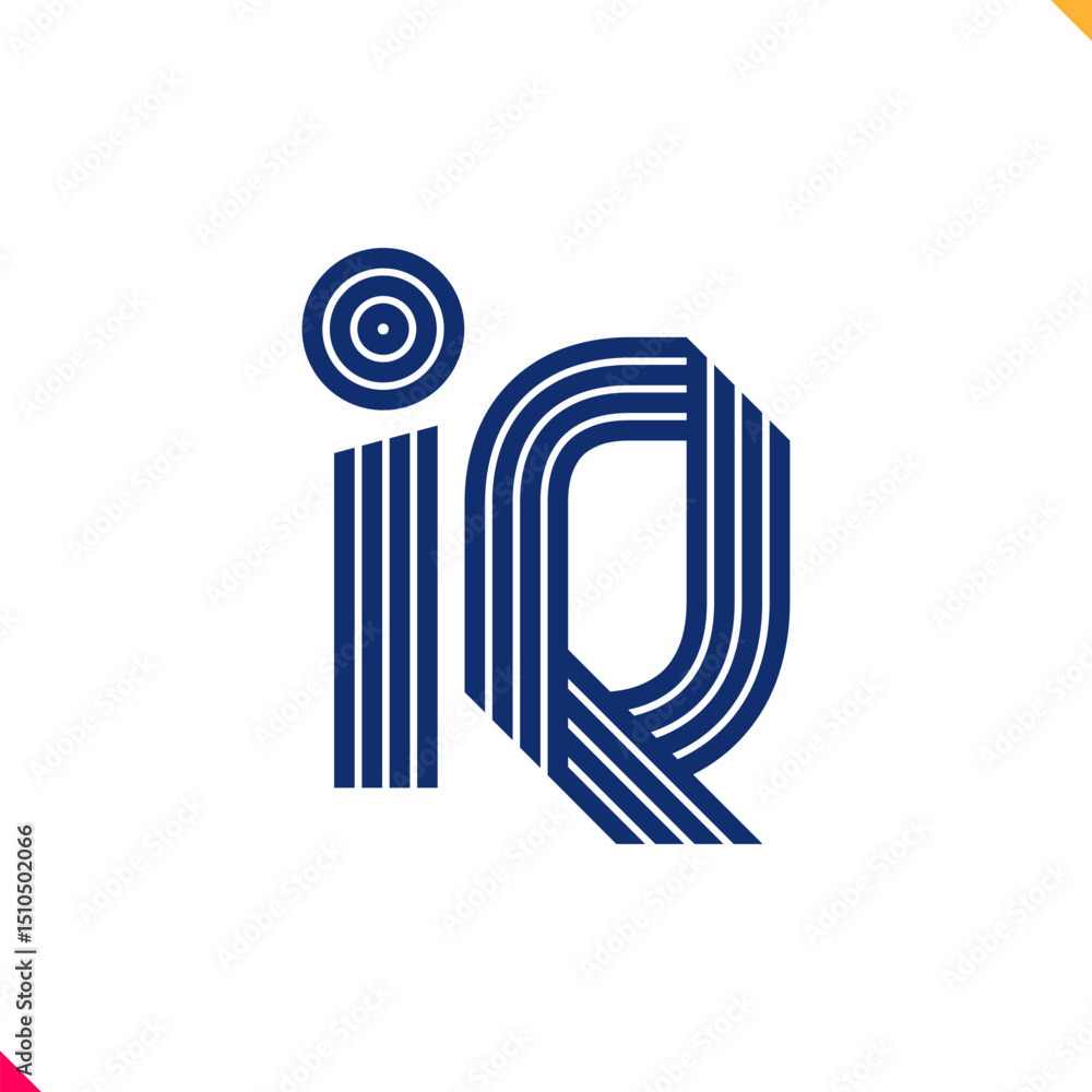 Fototapete parallel line monogram initial logo, combination of letter i and q. best for name abbreviation.