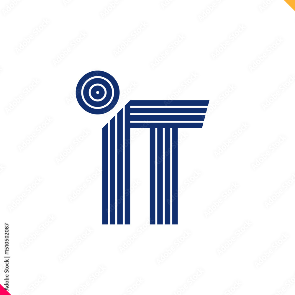 Fototapete Parallel line monogram initial logo, combination of letter I and T. Best for name abbreviation.