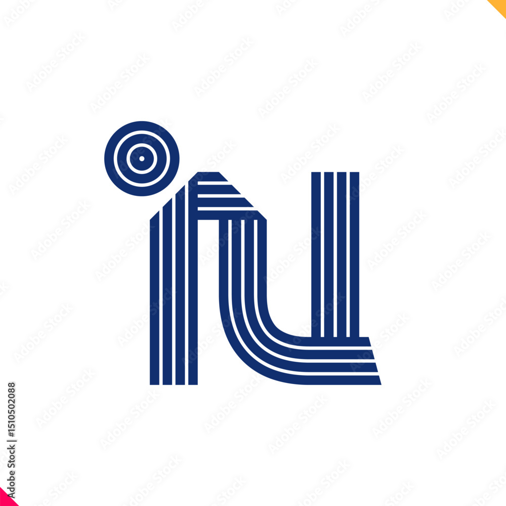 Fototapete Parallel line monogram initial logo, combination of letter I and U. Best for name abbreviation.