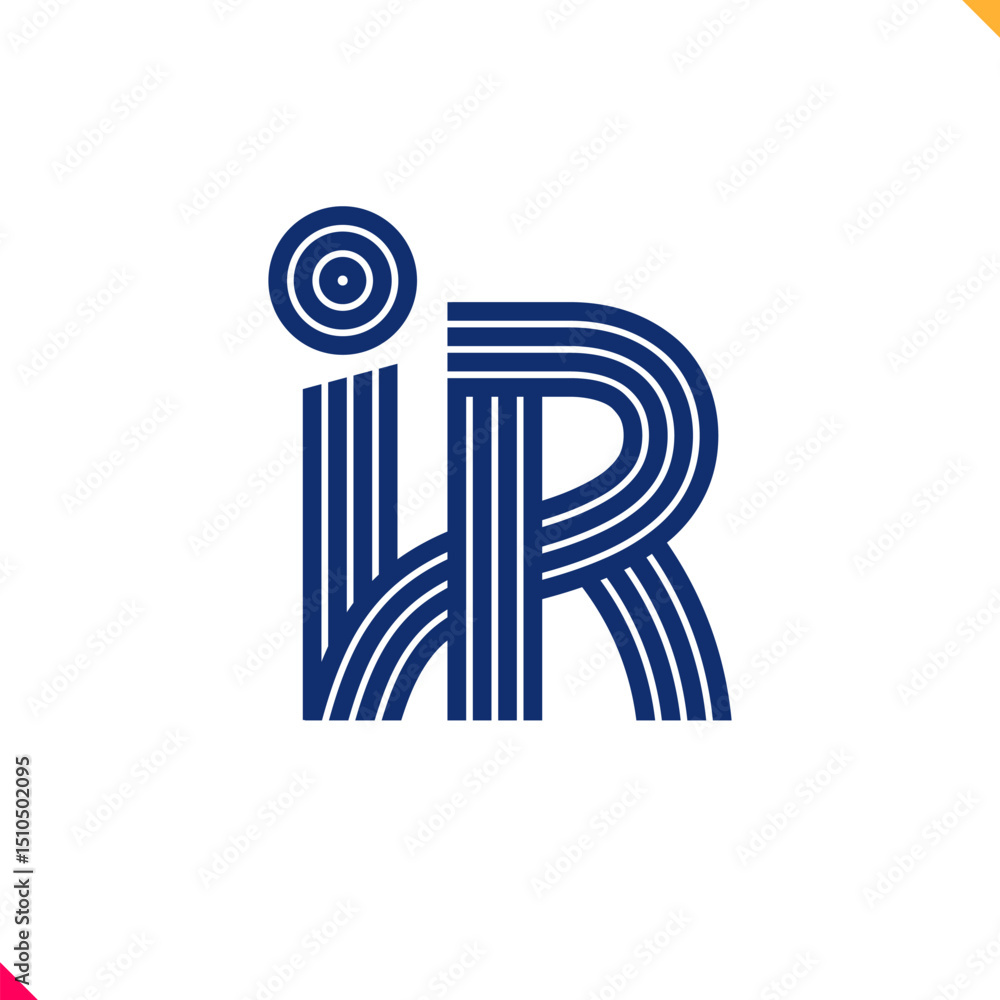 Fototapete Parallel line monogram initial logo, combination of letter I and R. Best for name abbreviation.