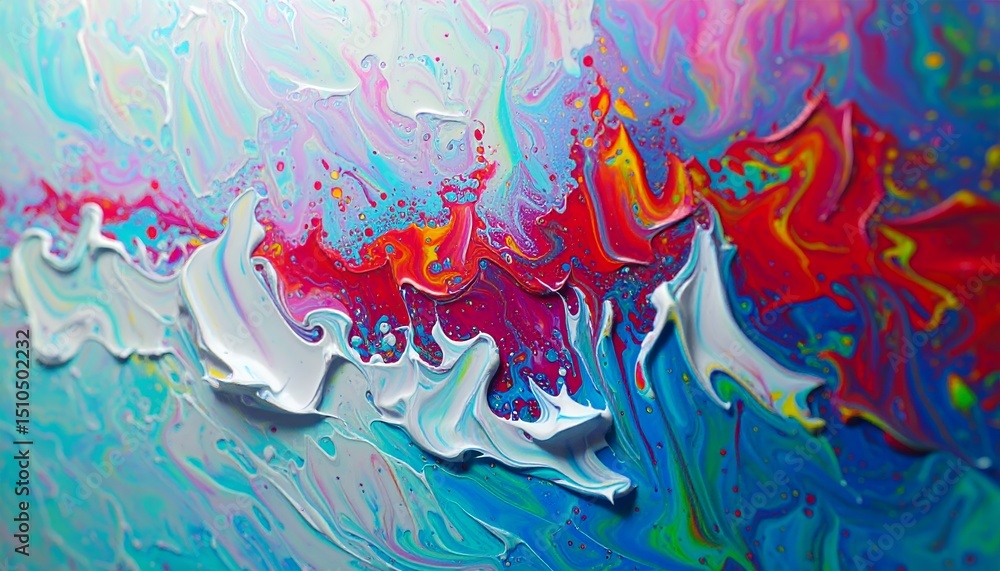 Poster abstract colorful paint texture art with thick strokes, a vibrant display of mixed colors, creating 