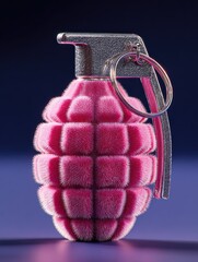 Pink fluffy hand grenade concept

