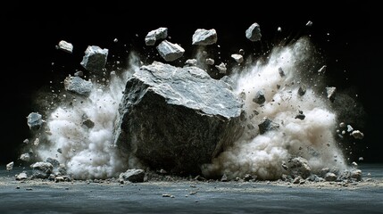 Massive rock explodes into fragments