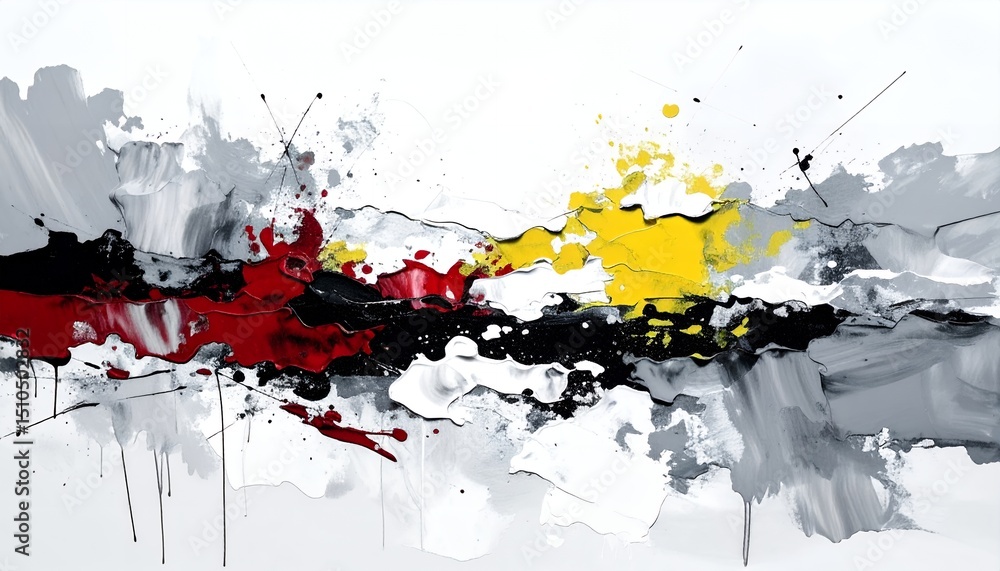 Poster abstract expressionist painting with bold colors and textured brushstrokes, creating a dynamic and e