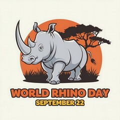Obraz premium World rhino day vector illustration