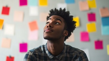 Young man browsing top-selling digital prompts for inspiration