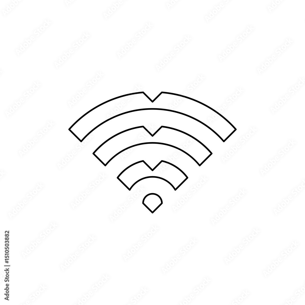 Poster wifi icon or wi-fi wireless internet network signal area in outline flat icon style. editable unique