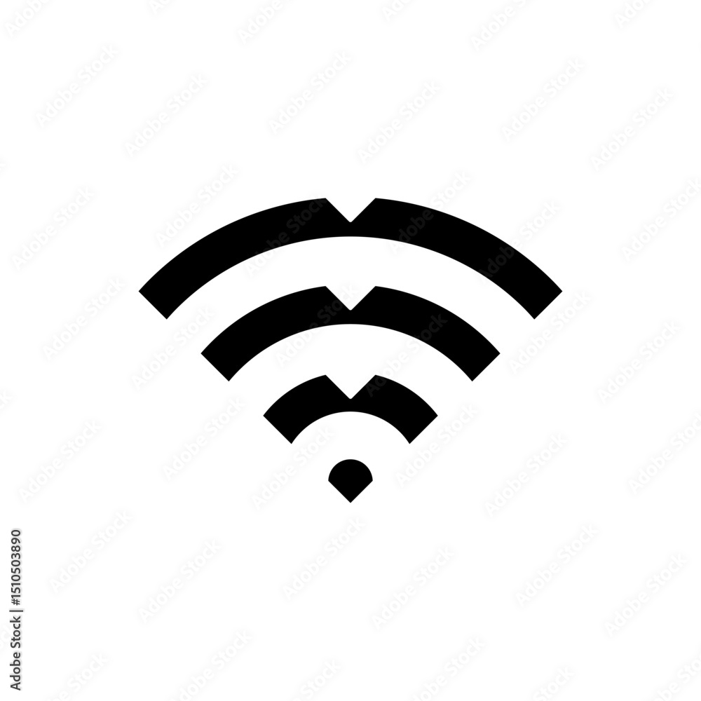 Poster wifi icon or wi-fi wireless internet network signal area in black fill flat icon style. editable uni