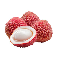 Juicy Lychee with cut in half isolated on white background. Clipping path. Ai Generated Images