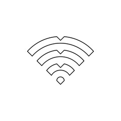 Wifi icon or Wi-Fi Wireless Internet Network Signal Area in outline flat Icon style. Editable unique symbol vector illustration. Triple Bird Signal flying above One Spot.