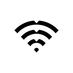 Wifi icon or Wi-Fi Wireless Internet Network Signal Area in black fill flat Icon style. Editable unique symbol vector illustration. Triple Bird Signal flying above One Spot.